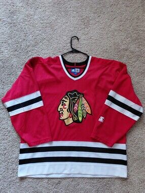 Vintage Starter Chicago Blackhawks Red Jersey Men's XL